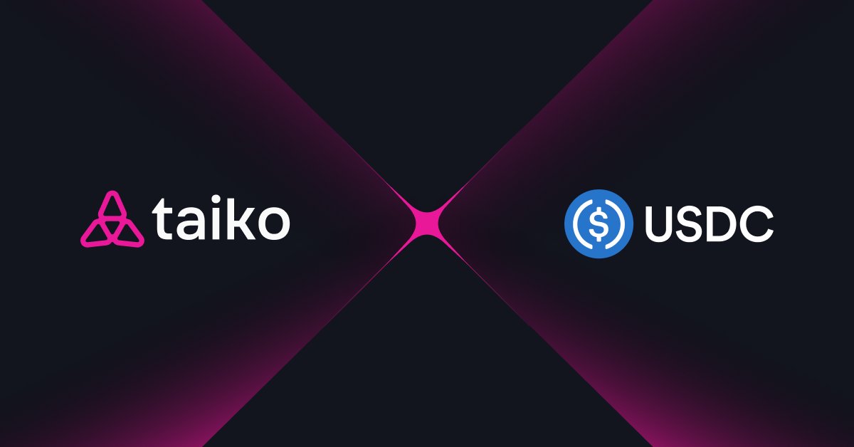 taikoxyz's tweet photo. $USDC is now available on Taiko mainnet via @Circle’s Bridged Standard!

Now you can use bridged USDC to interact with DeFi protocols on Taiko.

Swap, provide liquidity, lend, &amp; explore various other possibilities with one of the most used stablecoins.

Happy $USDC-ing! 💵 https://t.co/BmVUZOpkZV