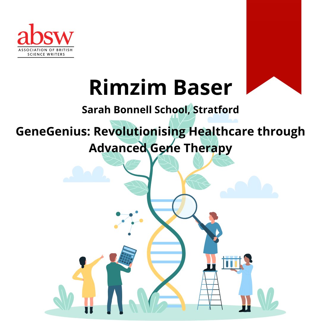 A thoroughly well-deserved highly commended award to Rimzim Baser of Sarah Bonnell School, Stratford for their entry 'GeneGenius: Revolutionising Healthcare through Advanced Gene Therapy.' Our 2024 entries can be found 👉zurl.co/rsQh @Ri_Science @BBC #YSWA24