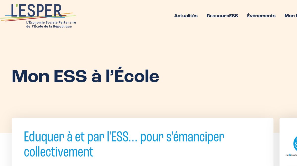 N'hésitez pas à inscrire vos élèves à la 8ème édition de "Mon Entreprise Sociale et Solidaire à l’École" proposée par @LESPER_France. Créez un projet pour qu'ils s’organisent collectivement, apprennent et coopèrent dans un seul but : l’intérêt général.
👉 lesper.fr/inscription-mo…