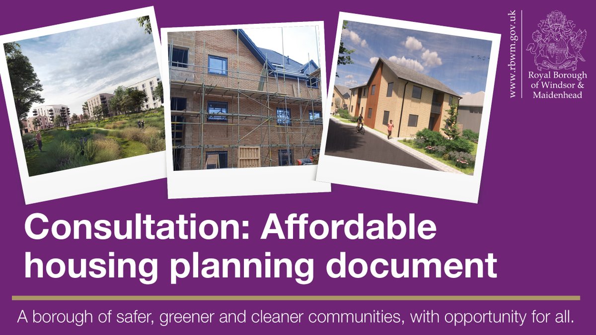 Come to one of the consultation events on our draft planning document, which aims to help with securing the right amount & type of new affordable housing. 👉4 June  2-6.30pm: Windsor Library drop-in 👉5 June 7-8.30pm: Online event 👉6 June 2-6.30pm: Maidenhead Library drop-in