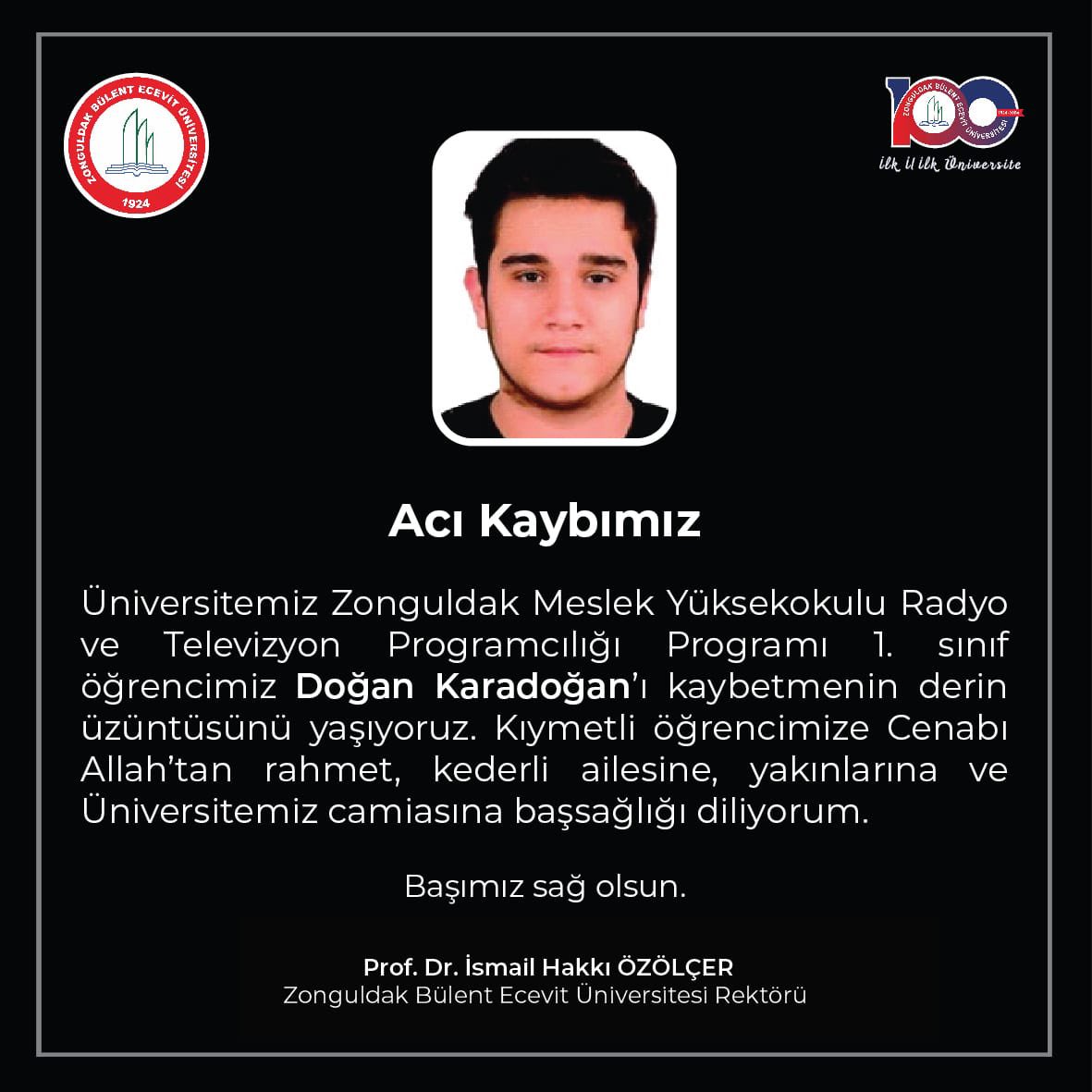 Acı kaybımız… #ZBEÜ @ihozolcer