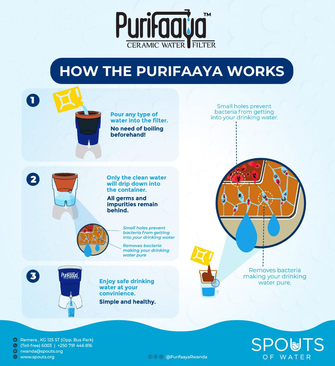 PurifaayaRwanda's tweet image. Enjoy easy, reliable, and first-rate filtration with Purifaaya, providing you with clean, safe drinking water.

Order yours at purifaaya.com, or call 079-144-6816 or our toll-free number 6003.
#Purifaaya #ceramicfilter #cleandrinkingwaterforall