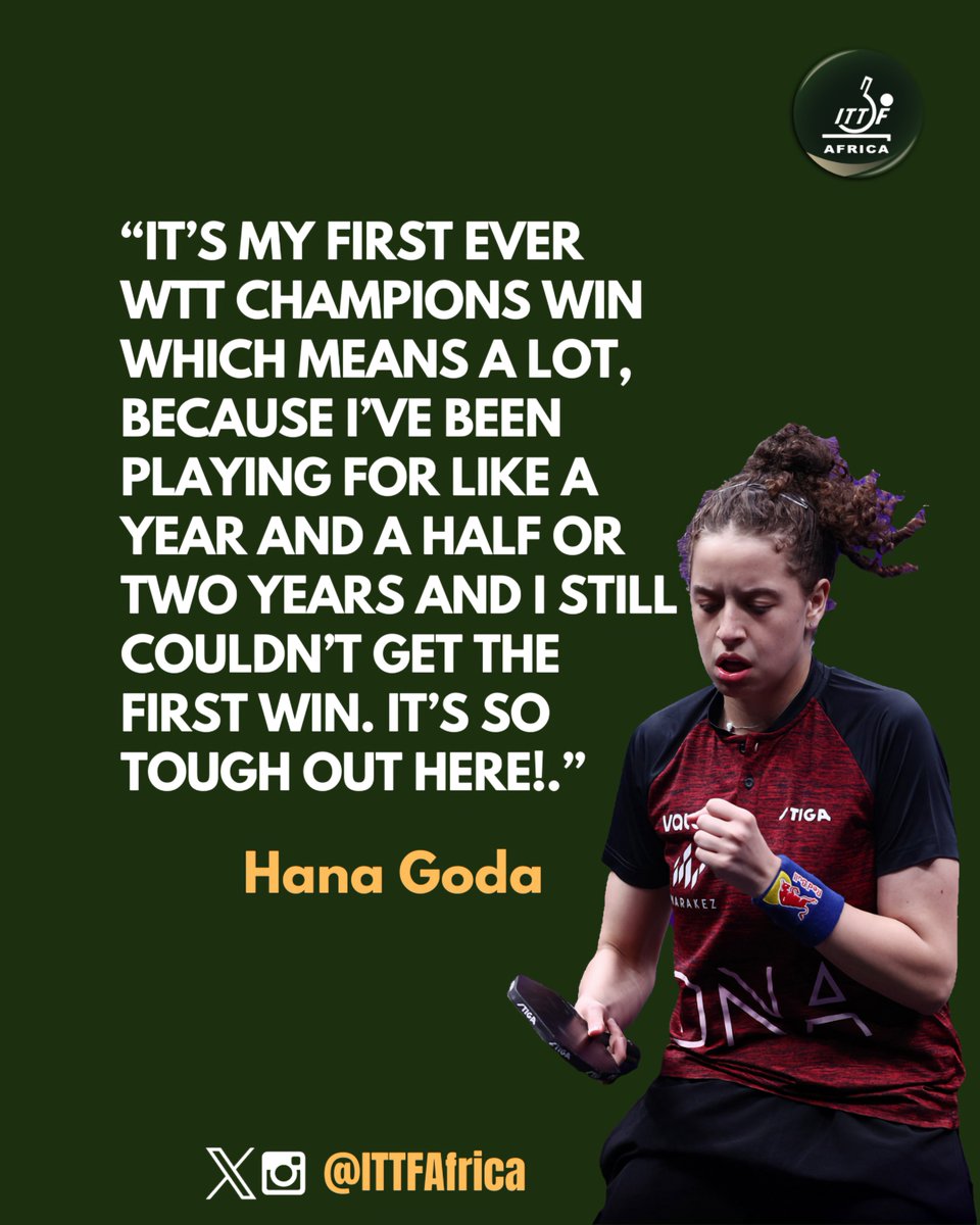 It is tough out here - Hana Goda after winning her first-ever match at a WTT Champions event after 5 attempts.

Read more: africa.ittf.com/description?ar…