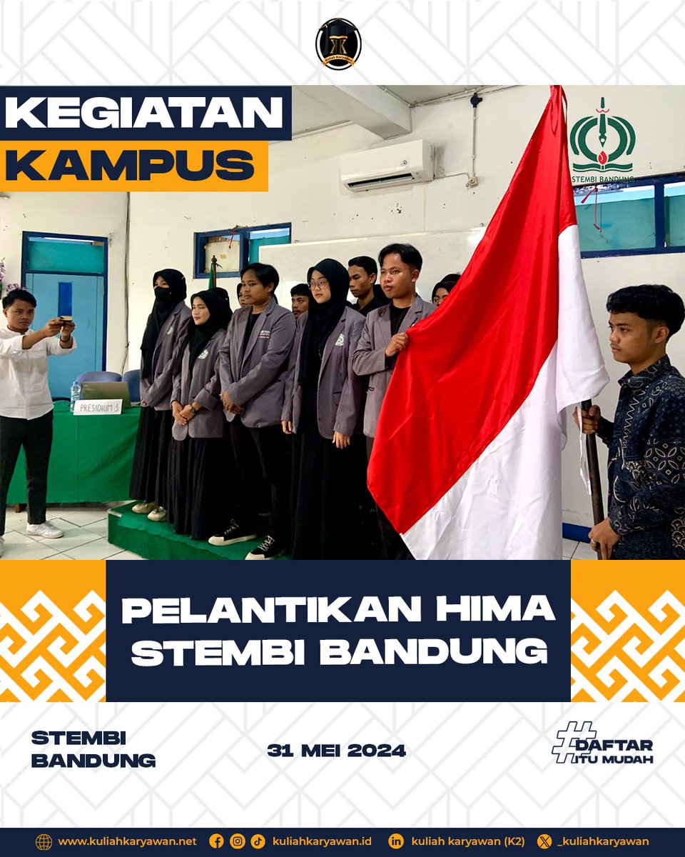 _kuliahkaryawan's tweet photo. Kegiatan Kampus
Pelantikan Hima Kampus STEMBI BANDUNG
.
Program Studi :
S1 Ekonomi Syariah
.
Lokasi Kampus :
Jl. Buah Batu No.26, Burangrang, Kec. Lengkong, Kota Bandung, Jawa Barat 40262
Info Pendaftaran Online :
Daftar Online :https://t.co/Z0At1qvGlM #infobandung https://t.co/wHXKoHo1OV