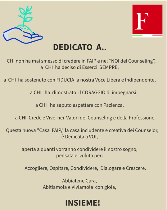 CounselingFaip's tweet photo. La nuova CASA FAIP – La Casa dei Counselors e della Professione
FAIP inaugura il suo nuovo sito, che è stato un lungo viaggio; ringraziamo quanti lo hanno condiviso e sostenuto, con amore e pazienza.
Novità e servizi su https://t.co/2ypzM8cv7z
#casafaip#nuovaretedeiprofessionisti https://t.co/kCWotlNfvq