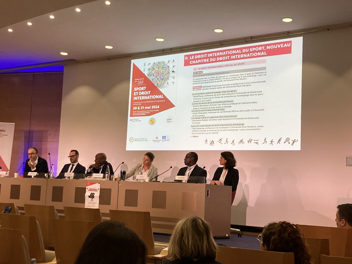 Le colloque @sfdi_fra Sport et Droit international organisé par le @CEDINanterre reprend aujourd’hui au <a href="/cnosf_media/">cnosf_media</a>. 
Premier panel sur la lutte antidopage
