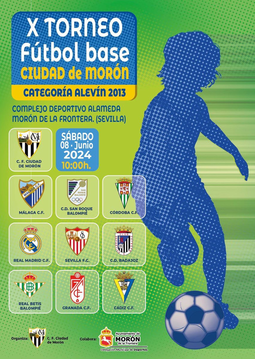🔊CARTEL OFICIAL🔊

🏁FASE FINAL

🏆⚽️Un año más tendremos el Torneo de fútbol base Ciudad de Morón que se disputará el sábado 08 de Junio, desde la 10:00 horas, en el Complejo Deportivo Alameda de Morón de la Frontera👏🏽🤗

#XTorneoFBCiudadDeMorón