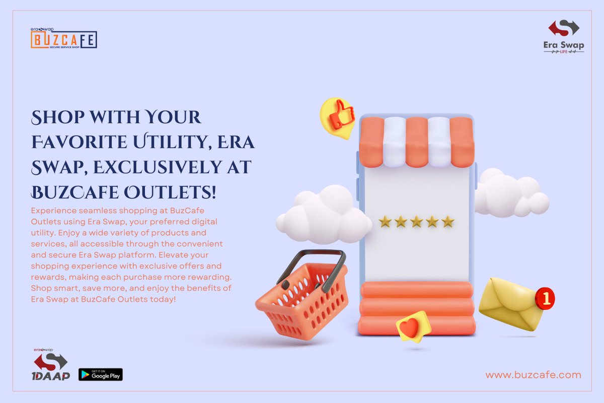 DaySwappers's tweet photo. Shop with Your Favorite Utility, Era Swap, Exclusively at #BuzCafe Outlets!
https://t.co/qm2Wl8nzvu

For a complete BuzCafe, Guide, checkout this Video:
https://t.co/RdSUZnumIv https://t.co/xMqj3U6Fkp