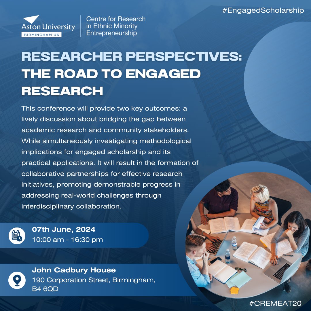 🌟 PhD Students! 🌟

🚨 Limited Spots Left! 🚨

Join us on June 7th for a deep dive into engaged research at John Cadbury House, @AstonUniversity. Enhance your impact and build valuable connections. 
📲Sign up now:
forms.office.com/e/mAS2E88tnE