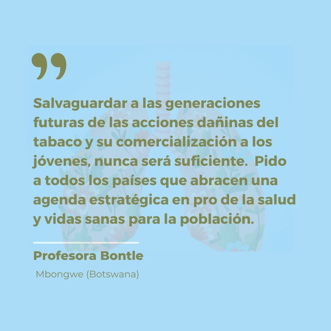 31 Mayo, Día Mundial Sin Tabaco.
Comparto un extracto del emotivo mensaje emitido por la profesora Bontle Mbongewe, quien recibe el Premio Nelson Mandela de Promoción de la Salud.
#OMS #AsambleaMundialdelaSalud #VidaSaludable #FuturoSinHumo #GeneracionesSaludables
