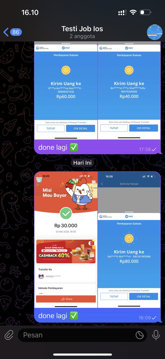 Done lagi, yuk masih open #jobreceh khusus #Iphone/#ios user: 1. Pake IOS 2. Internet Kenceng + Fast Response 3. Gaji 50-200k tergantung yang dikerjakan. boleh dm, fee langsung cair. #zonauang #jobreceh #infofreelance #wfh