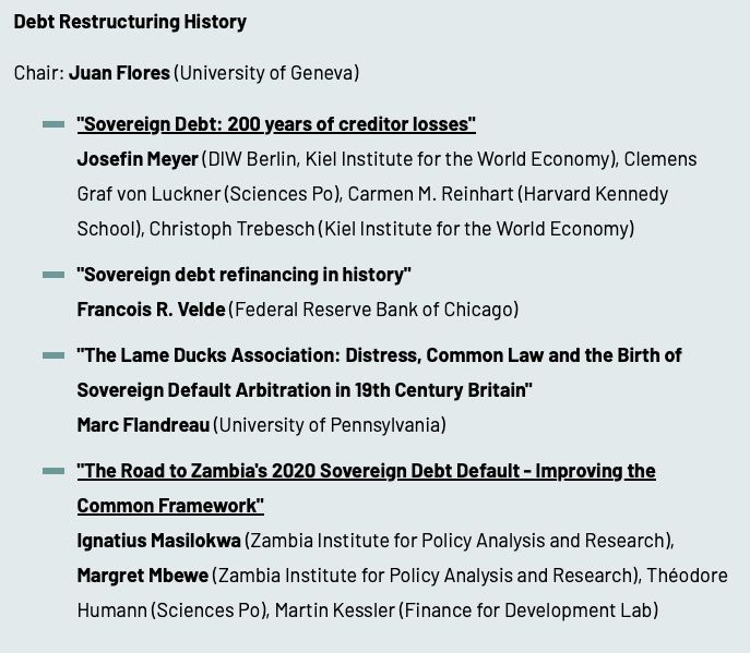 At 11:30 am CET, join @JFloresZendejas & other participants for a discussion on #SovereignDebt and its history. Featuring @VeldeFrancois, @flandreaumarc, @Ignatiusmasi, Josefin Meyer, & Margret Mbewe. #DebtHistory #DebtRestructuring #LiveStream👇 buff.ly/4bXpG90