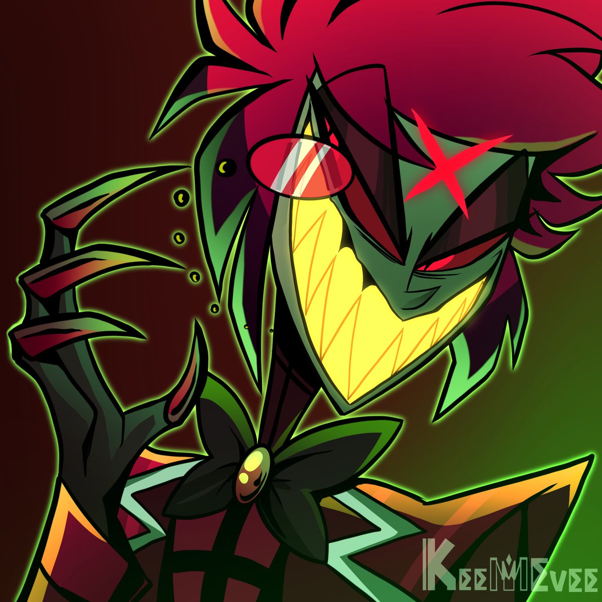 Redrew this scene requested by @mr_malumm 💚❤️ now I’m using it as a pfp #hazbinhotel #hazbin #alastor