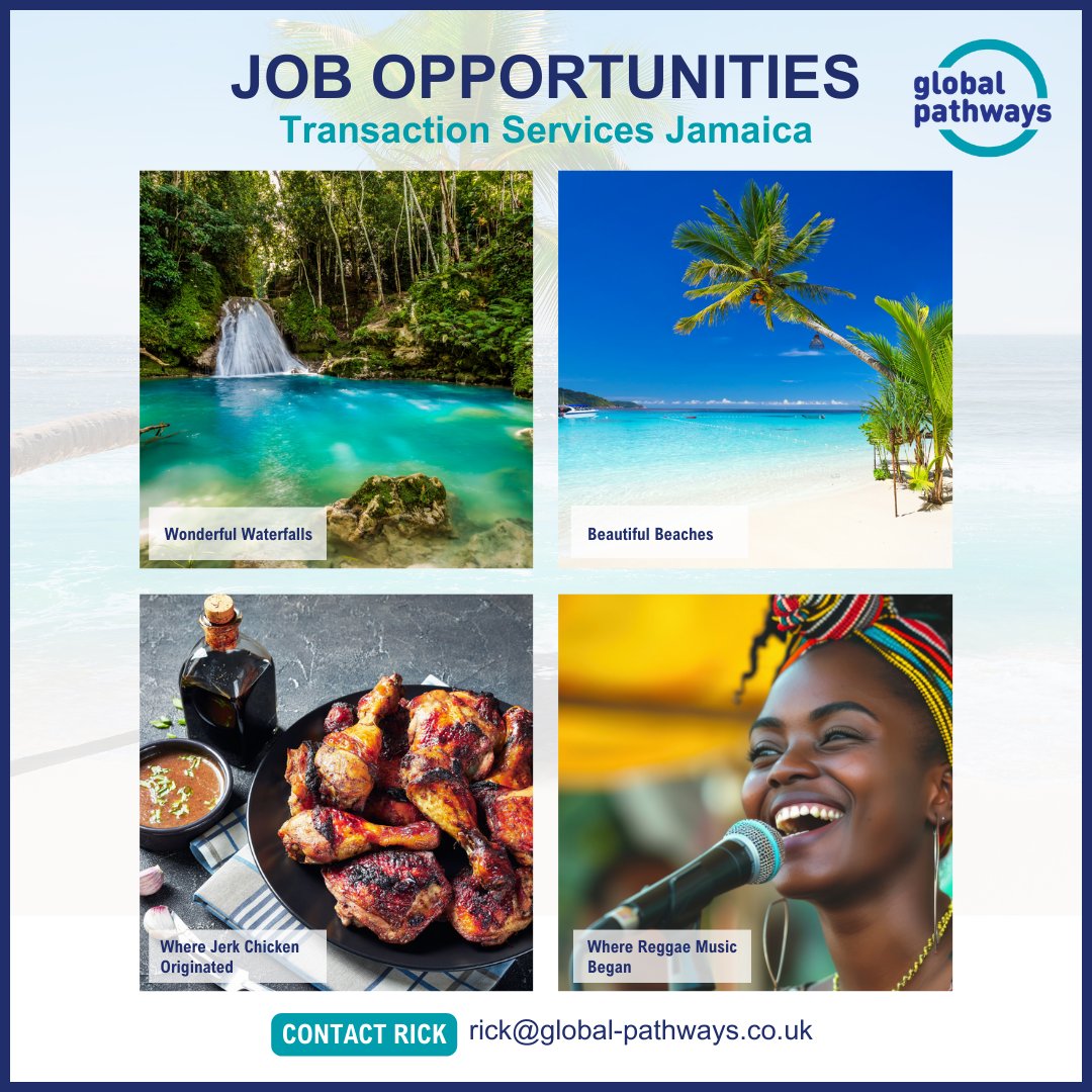 🌟 Transaction Services Role in Jamaica! 🌟

Are you an expert in financial analyses, modelling & due diligence? Join a top consulting firm in Jamaica and elevate your career in paradise! Contact 📩rick@global-pathways.co.uk

#CareerInParadise #FinanceJobs #Jamaica #Consulting