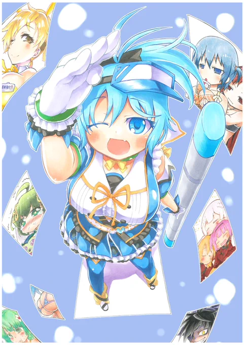 マギレコで人生初めての同人誌出した時の表紙まだデジタル始めたてでアナログメインで描いてたなぁ〜 