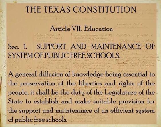 pastors4txkids's tweet photo. The constitutional oath that @GregAbbott_TX, @DanPatrick &amp; all #txlege members swear before God to uphold is to support “public free schools.”

Not one syllable about private schools.

Not one syllable about school choice. 

Constitutional conservatism? 

Only when expedient. https://t.co/cFsY0wKecj