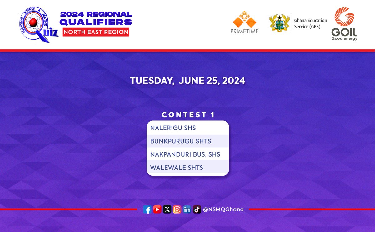 CONFIRMED: The North East #NSMQRegionals takes place on June 25, 2024. You don't want to miss it! #NSMQ2024 #Primetime