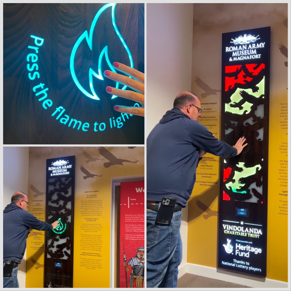 We’ve gone interactive with our grant acknowledgement at the Roman Army Museum for our Magna project. We want our visitors to engage with our funders by lighting our indoor beacon, sending a message of thanks 🙌🏻 @HeritageFundUK #HeritageFund
