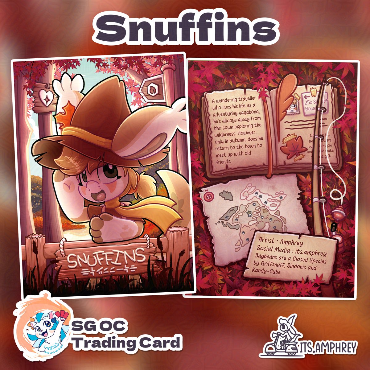 amphreyarts's tweet photo. And last but not least, Snuffins! My vagabond adventurer Bagbean!
#sgoctradingcard #bagbean https://t.co/sne7o4COQR