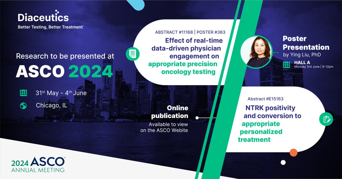 We are delighted to have two of our abstracts accepted for poster presentation and online publication at this year’s ASCO. Read more here: tinyurl.com/3e386azb. Schedule a meeting with one of our solution experts at ASCO using the link below: 
lnkd.in/gnZMEG3p
#ASCO2024