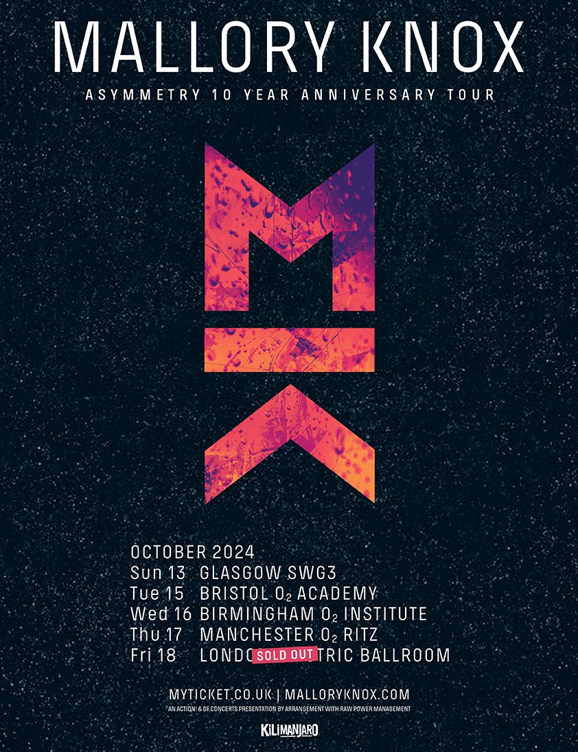 MalloryKnoxband's tweet photo. London is sold out 🤯. Remaining tickets for all other shows on sale now 🖤🖤  
https://t.co/potAXQ7Ouj https://t.co/HvJCPBvciT