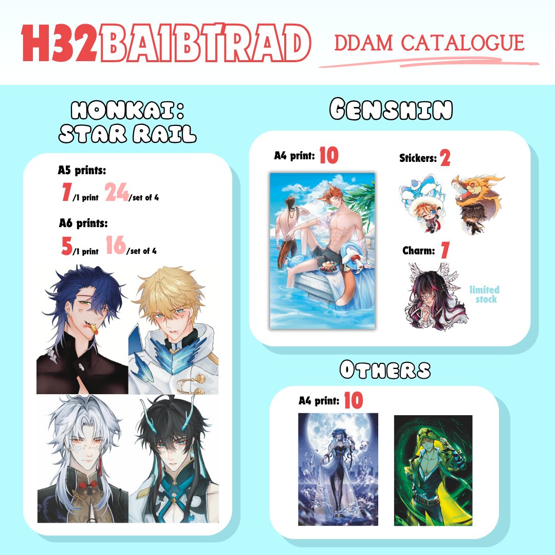 baibtrad's tweet photo. DDAM catalogue‼️
I'll be boothing for the first time at #DokiDokiAnimeMarket on 8-9th June
I'll be at booth H32 (Chizuboba), with @eebybb and @kitsmitts ✨ please come pay us a visit if ure attending DDAM!
#ddam #ddamsg #ddam24 https://t.co/bKMFizT56B