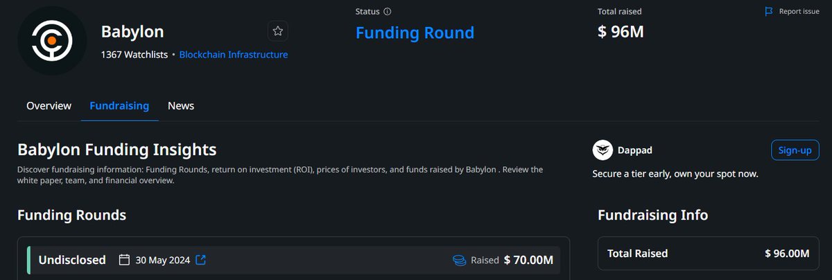Babylon from @babylon_chain just announced a $70M raise

This brings a total raised funds of $96M. Now is the time to start farming Babylon