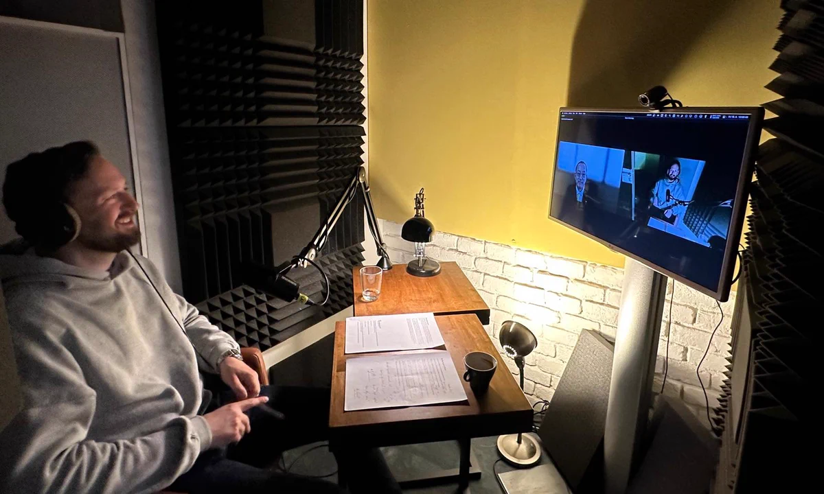 Michal Kucera, the host of the podcast, on-air.