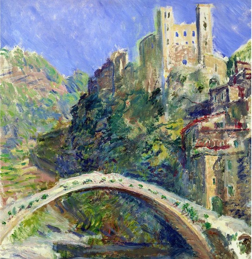 Esimin workshop u icin Dolceacqua dayim. Monet ‘ nin ove ove bitiremedigi ve onemli islerinden birini yaptigi medieval bir kasaba. Gunesin bolgenin renkleri uzerindeki yarattigi aksiyon, gercekten gozlem yapmak icin harika. #impressionism #monet