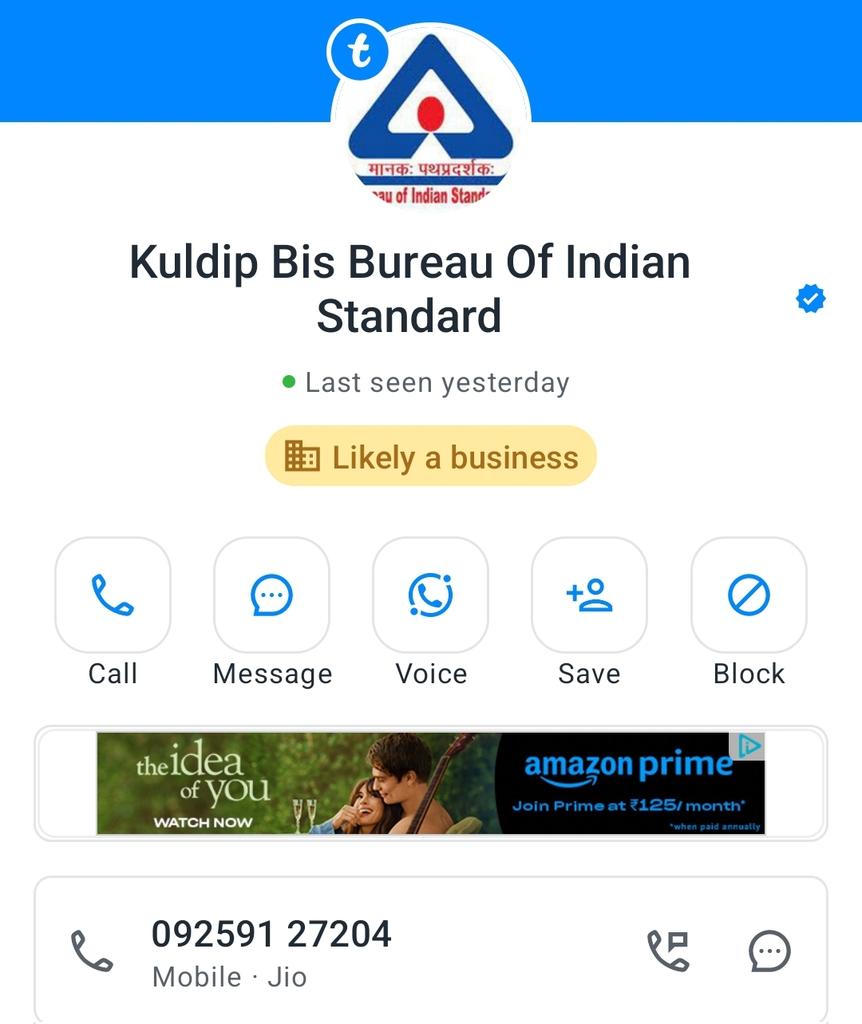 Hello @IndianStandards 
Kindly note that Fraud calls are being made, by claiming that they are from BIS (ISI), with logo.
Claiming that there is a violation of ISI test sample. And trying to extort money.
Tel +919259127204

@MahaCyber1
Kindly act too