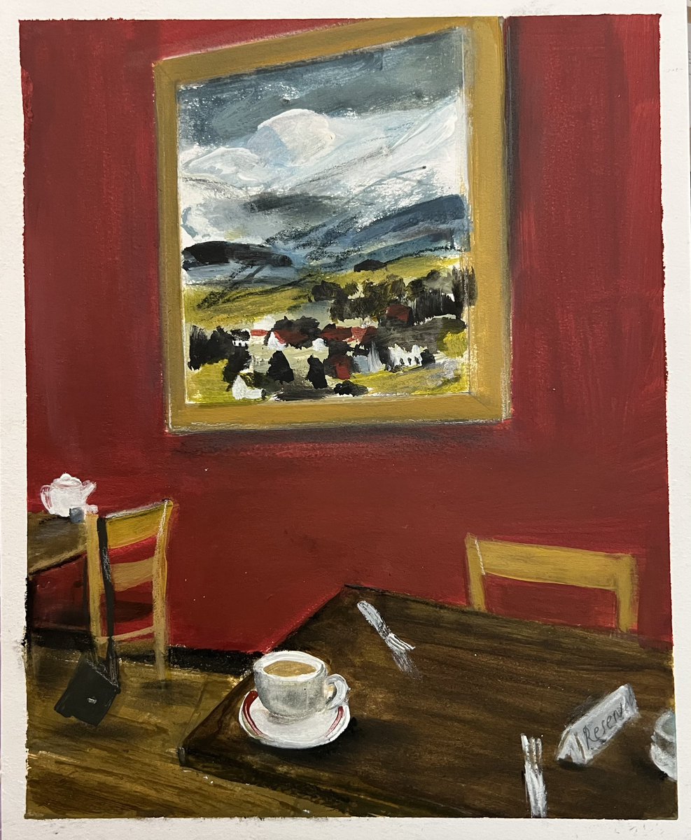 Just finished this painting. My favourite painting at The Honey Cafe , Bronllys acrylic on board