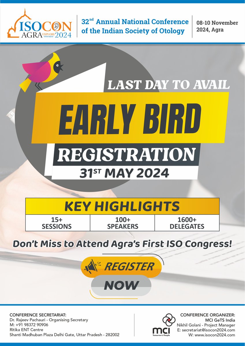 ISOCON2024's tweet photo. Today is the last day to secure your spot at ISOCON Agra 2024, with Early Bird Registration! 

Don't miss out on the chance to save and join us for an exceptional experience. 

Register now before it's too late!

Click here to register: https://t.co/RlX7lCuVZf

#isocon https://t.co/mmdSEHGeId