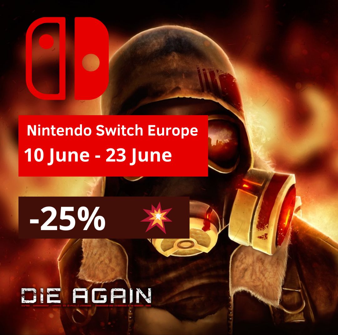 June has come, and with it, the opportunity to get 'Die Again' with a 25% discount! 

From today, play it on Switch while travelling, at the beach, or before bed!  

#DieAgain | #sales | #indiedev | #gamedev | #NintendoSwitch
