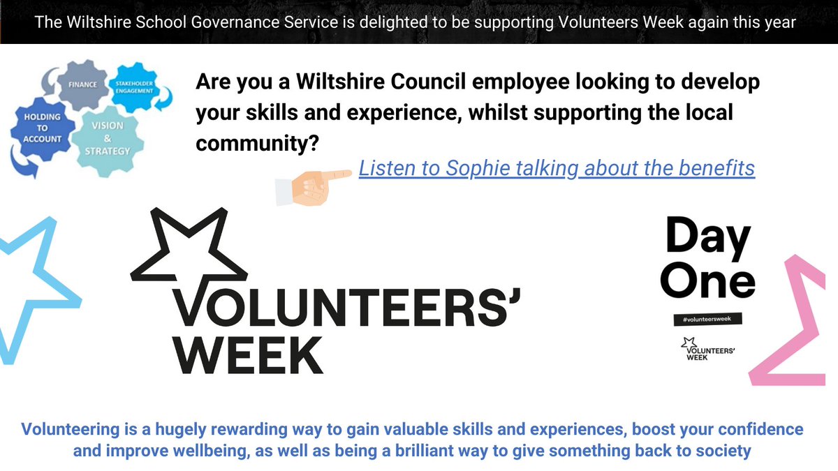 Wiltshire School Governance Service @Wiltsgovs (@wiltsgovs) on Twitter photo Day One, Volunteers' Week 2024! Why not use your skills to support others where you live? Volunteer in Wiltshire 👏 Listen to a Governor sharing some of the benefits:
👉youtu.be/XwxcrqBcWXw #volunteersweek
<a href="/RChoiceWilts/">Right Choice Wiltshire</a> <a href="/wiltscouncil/">Wiltshire Council #WiltshireTogether</a> <a href="/wiltsga/">Wiltshire Governors' Association</a> @SchoolGovNet <a href="/GovernorHub/">GovernorHub</a> Day One, Volunteers' Week 2024! Why not use your skills to support others where you live? Volunteer in Wiltshire 👏 Listen to a Governor sharing some of the benefits:
👉youtu.be/XwxcrqBcWXw #volunteersweek
<a href="/RChoiceWilts/">Right Choice Wiltshire</a> <a href="/wiltscouncil/">Wiltshire Council #WiltshireTogether</a> <a href="/wiltsga/">Wiltshire Governors' Association</a> @SchoolGovNet <a href="/GovernorHub/">GovernorHub</a>