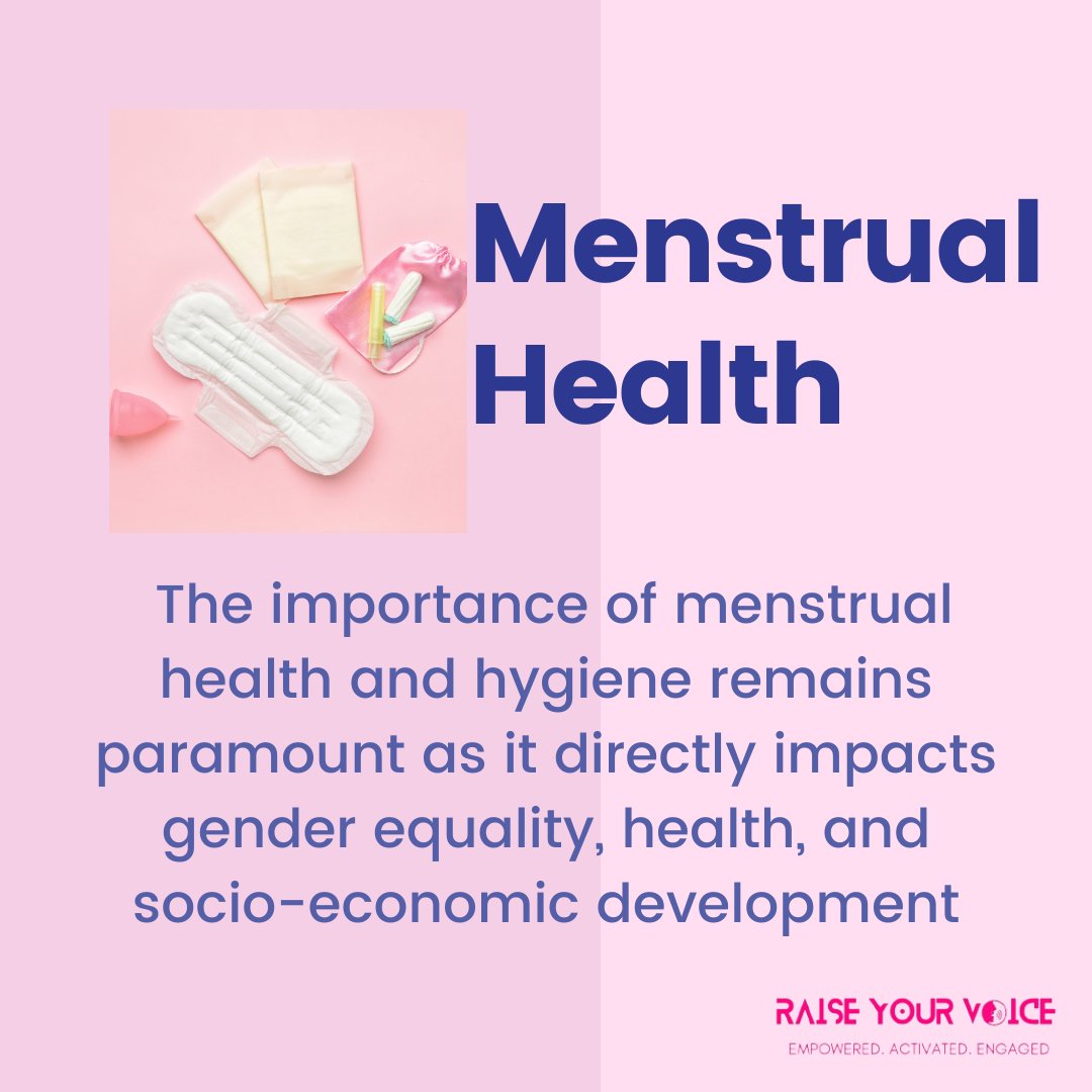 Ensuring access to menstrual products and education dismantles stigma and fosters inclusivity, allowing menstruating individuals to participate fully in education, work, and social activities without fear or discrimination. 
#RaiseYourVoice