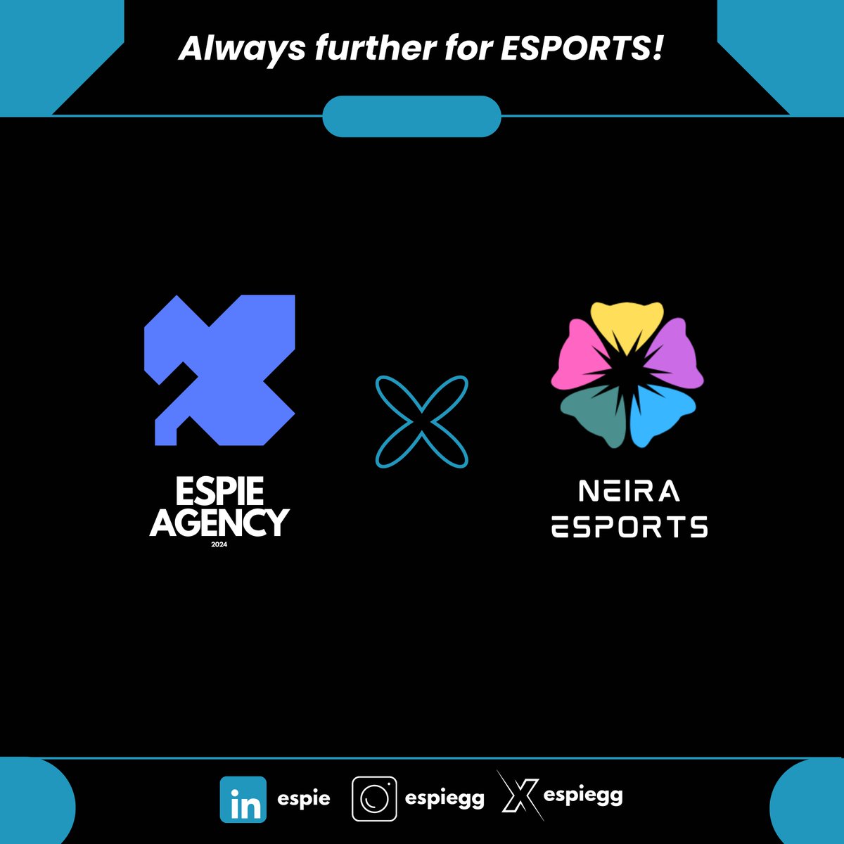 ESPIE olarak espor ekosisteminde "Her zaman daha ileriye" politikası ile çıktığımız bu yolda ilk iş birliğimizi sizlere duyurmanın heyecanını yaşıyoruz.  

2024-2025 sezonunda NEIRA Esports'un yönetiminde bulunuyor olacağız. Bu heyecan dolu serüven için takipte kalın.