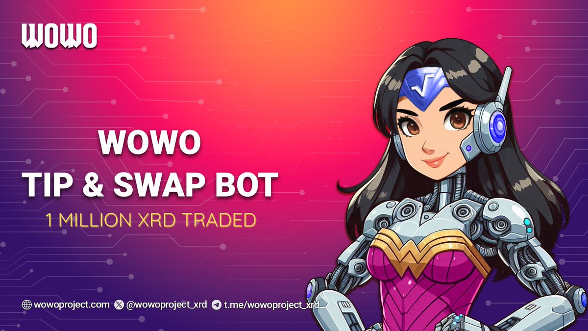 MILESTONE ALERT🚨 1 MILLION XRD (@radixdlt) TRADED WITH THE WOWO TIP & SWAP BOT🔥

Total metrics
Volume:
Swap volume (XRD): 1,001,000
Tip volume (XRD): 129,220

Activity:
Connected users: 279
Successful swaps: 544
Successful tips: 488