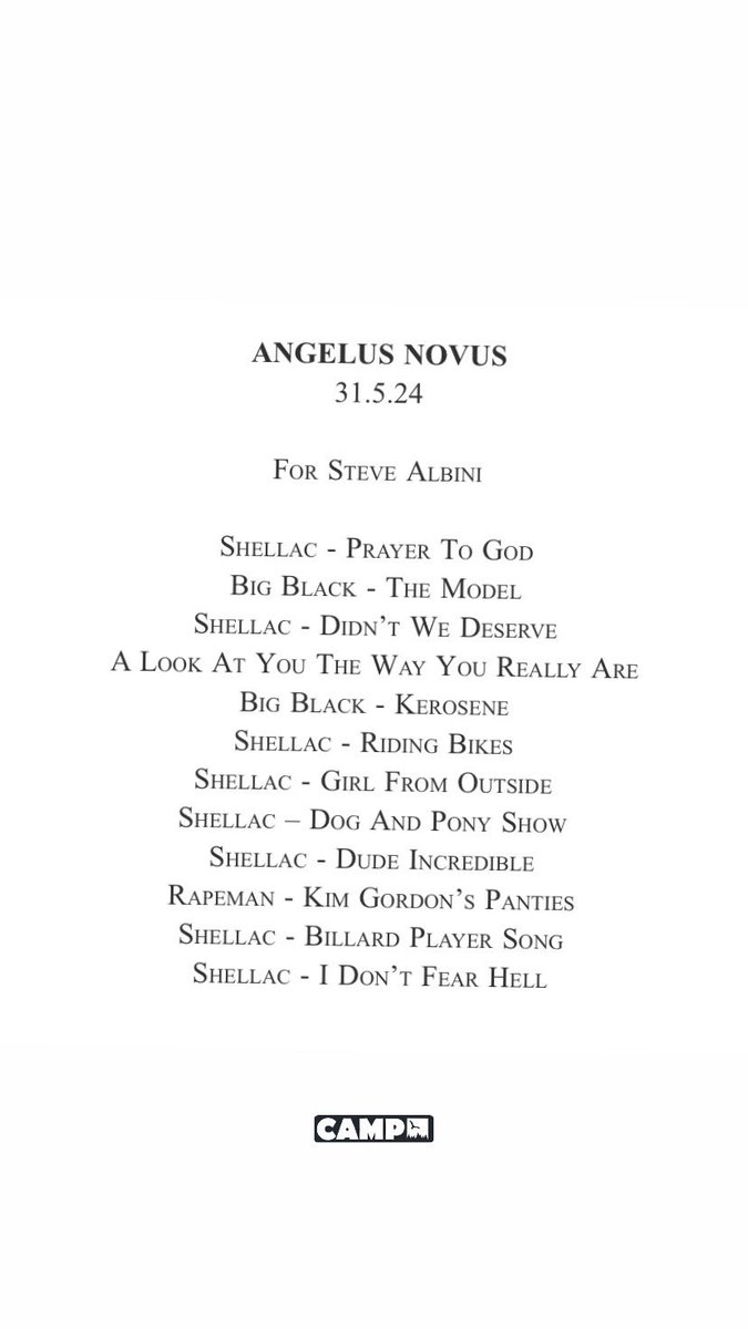 Angelus Novus - For Steve Albini
10-11 pm @listen_camp