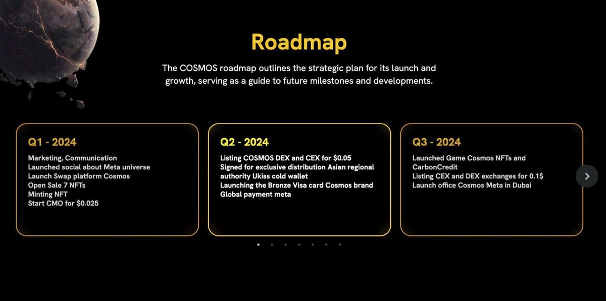 CosmosMetaNFT's tweet image. ☄️ THE NEW ROADMAP FOR THE COSMOS META. 

👉🏽 In order to provide the greatest possible experience for users, we are thrilled to deliver a thorough plan, charting our course for the future of digital finance and environmental sustainability. 🌿💫

#CosmosMeta #Roadmap #GreenFuture