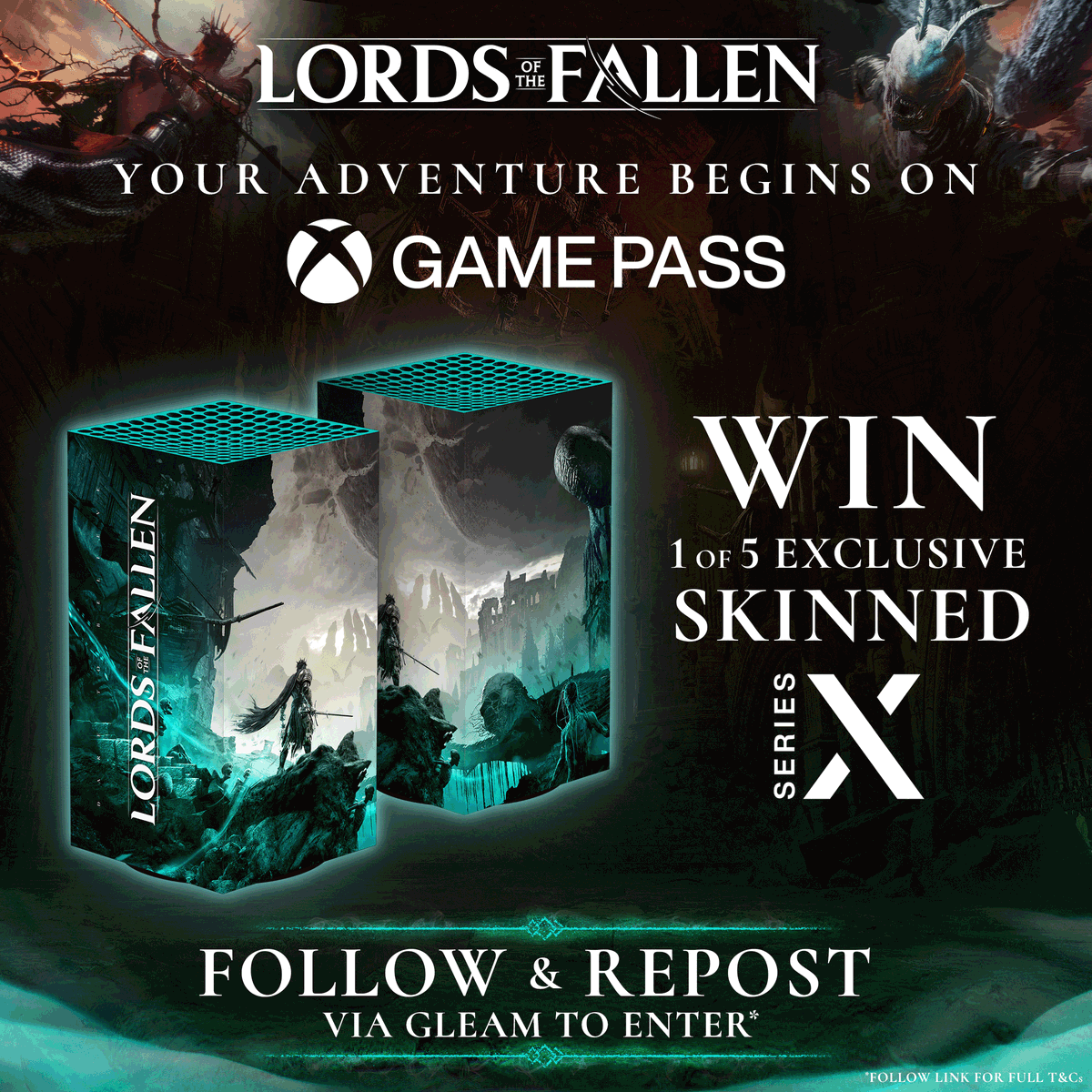 LORDS OF THE FALLEN (@lotfgame) on Twitter photo Lords of the Fallen - <a href="/XboxGamePass/">Xbox Game Pass</a> Giveaway
To celebrate our arrival on #GamePass, we have another 5 super-exclusive skinned Xbox Series X consoles up for grabs!
Follow & Repost for a chance to win. Full details + more ways to enter here: lotfgame.info/XboxGamePass Lords of the Fallen - <a href="/XboxGamePass/">Xbox Game Pass</a> Giveaway
To celebrate our arrival on #GamePass, we have another 5 super-exclusive skinned Xbox Series X consoles up for grabs!
Follow & Repost for a chance to win. Full details + more ways to enter here: lotfgame.info/XboxGamePass