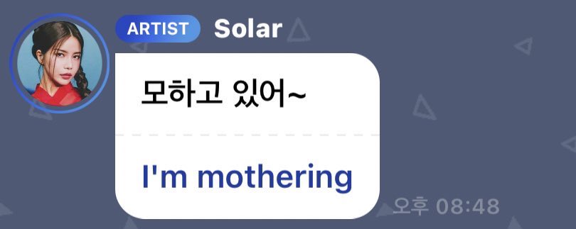 ultmoonsun's tweet photo. the self motherfication of mamamoo solar has been quite amazing to watch https://t.co/sRmLKEbKkW