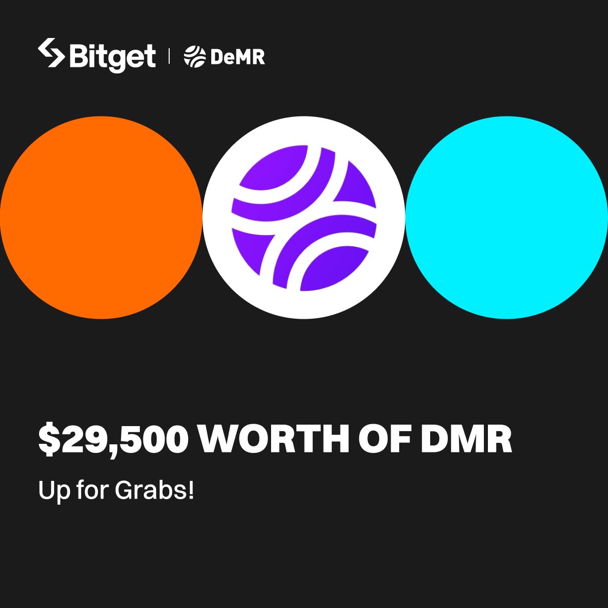 #Bitget x DeMR: $29,500 worth of $DMR up for grabs! 

To enter: 
🔹 Follow @bitgetglobal @DeMR_official
🔹 Repost with #DMRlistBitget &amp; tag your friends 
🔹 Fill out: forms.gle/GtfAmZ2iKRuqye…

🔥 Join the event: bitget.com/support/articl…