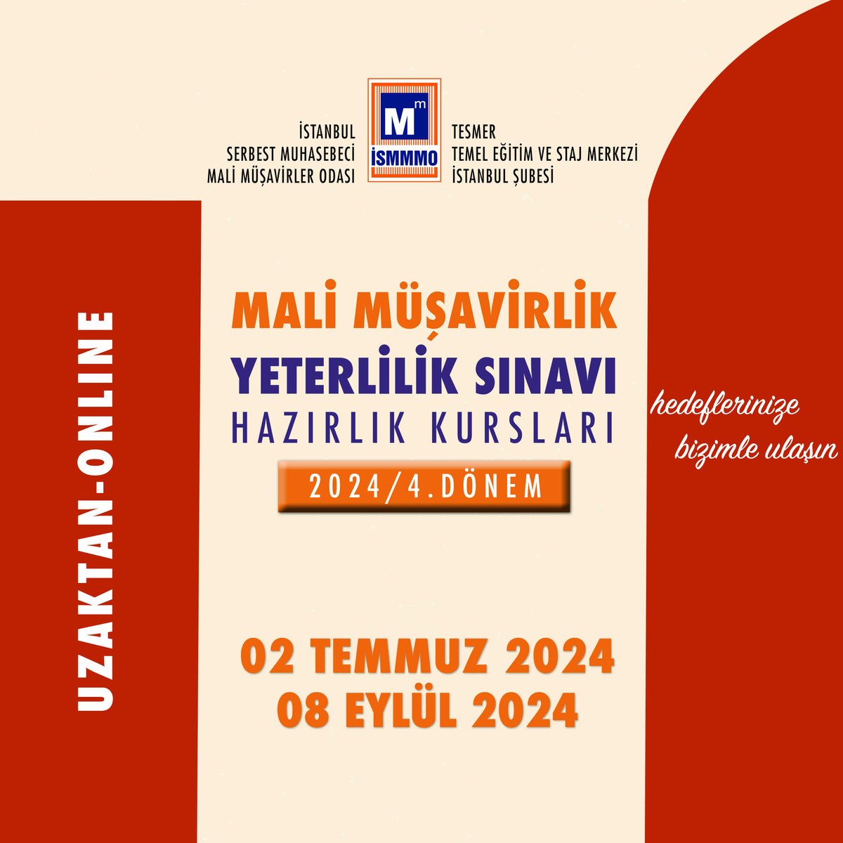 Mali Müşavirlik Yeterlilik Sınavı Hazırlık Kursları 2024 / 4. Dönem kayıtlarımız başlamıştır. Detaylı bilgi ve kayıt için bağlantıyı ziyaret edebilirsiniz. ow.ly/KqTY50S3PQL