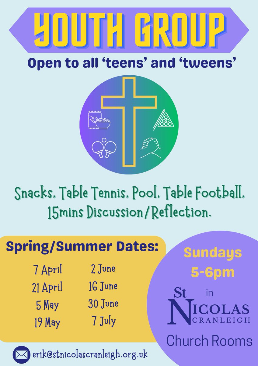 Our Teenagers are meeting again this Sunday from 5-6pm for an hour of table tennis, pool, snacks, and reflection, come and join us!