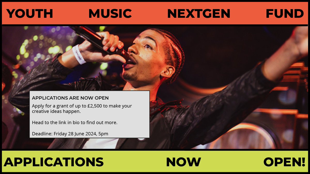 🎵 Are you a young creative with big dreams but need a boost to make them happen? The Youth Music NextGen Fund now open for applications ✨ 🚀 Get up to £2,500 to bring your music projects to life: youthmusic.org.uk/nextgen/nextge…
