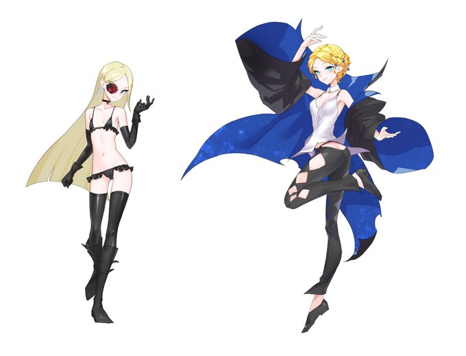 というわけで新作のキャラクターデザイン大発表!タイトルは『不老の最強魔女が100年ぶりの元鞘レズHにどハマりしてイチャ甘どろどろ性活〜触手もいるよ〜』。ファンタジー世界で不老の金髪美女2人が古の旧交を温めている内にグチョグチョのふしだら関係へ…というお話。発売は夏予定!ご期待あれ! 