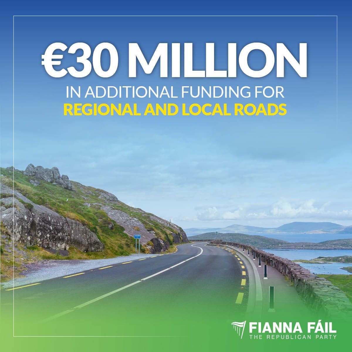 Minister @jackfchambers has announced €30 million in additional funding for roads following extremely wet months. This is to deal specifically with the impact of climate change. The emergency investment will assist in addressing the worst impacted areas of the road network.