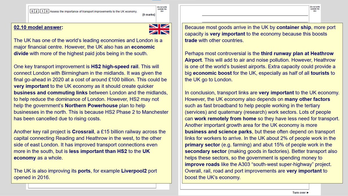 Five days until GCSE Geography Paper 2 (AQA): Here are some more past paper model answers, this time for Section B – The changing economic world. Includes advice on how to approach each question. From 2018 past paper. Link in pinned post. #teachers #geography #geographyteacher