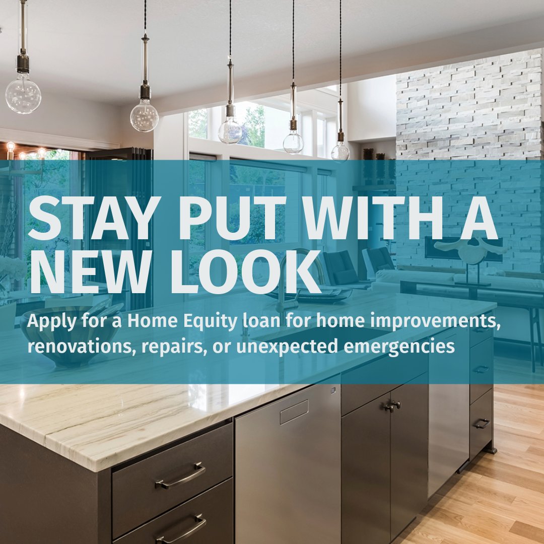 Stay Put With A New Look 🔨 🛁 🛋️ 🏡
Transform your space 💫 With a Home Equity Loan! Remodel your kitchen, consolidate debt, finance a dream vacation, and more. Unlock the hidden potential of your home today!