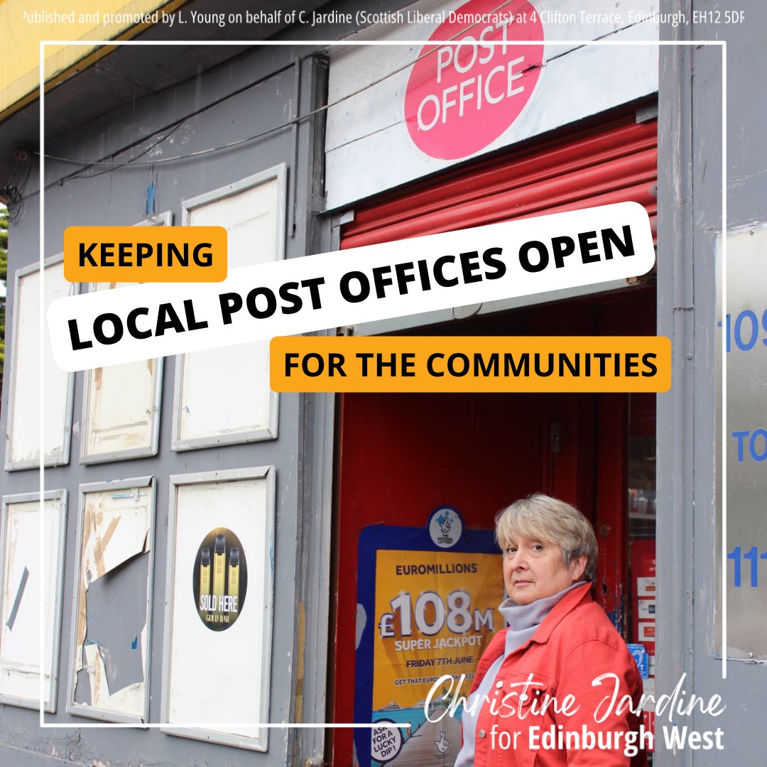 I have been tirelessly fighting to keep local post offices in Edinburgh West open. They are providing essential services like DVLA support and banking for our communities. We need these services to remain available to all. #ReelectChristine #CommunityFirst #EdinburghWest